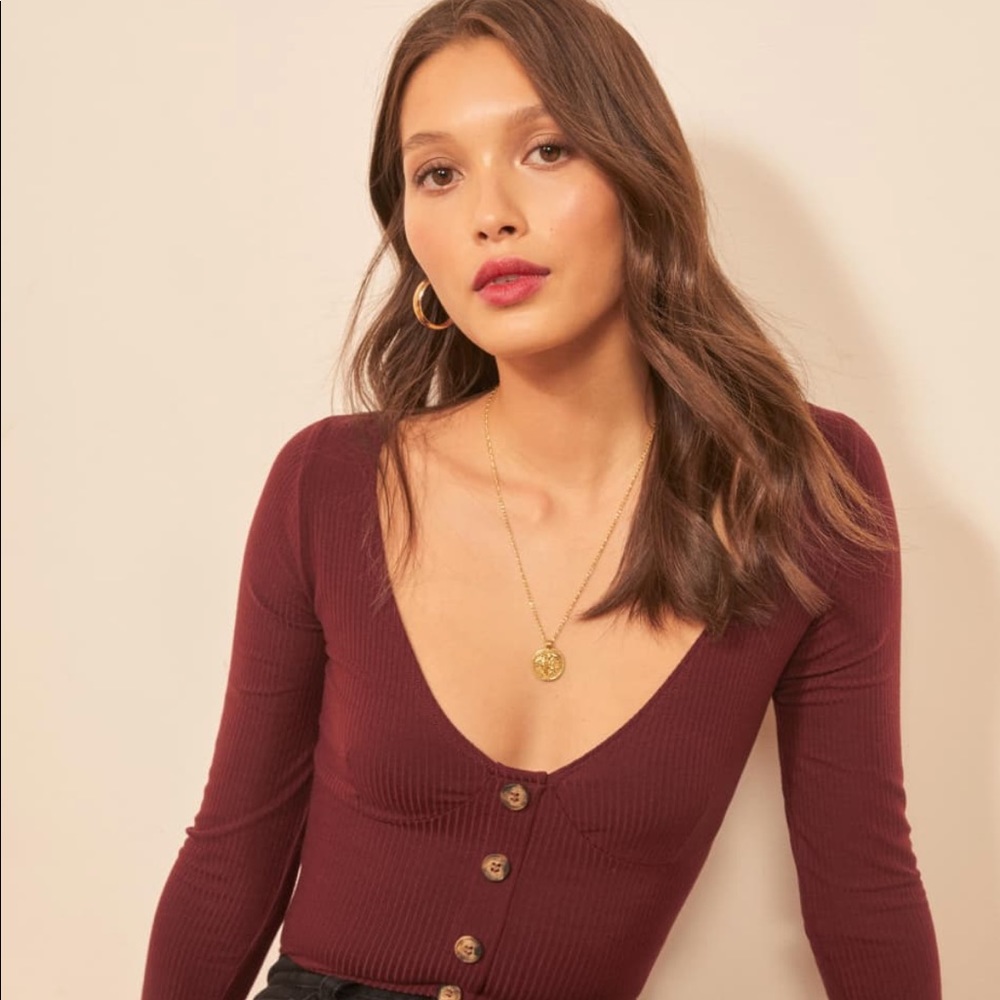 Reformation Long Sleeve Virgil Top - S